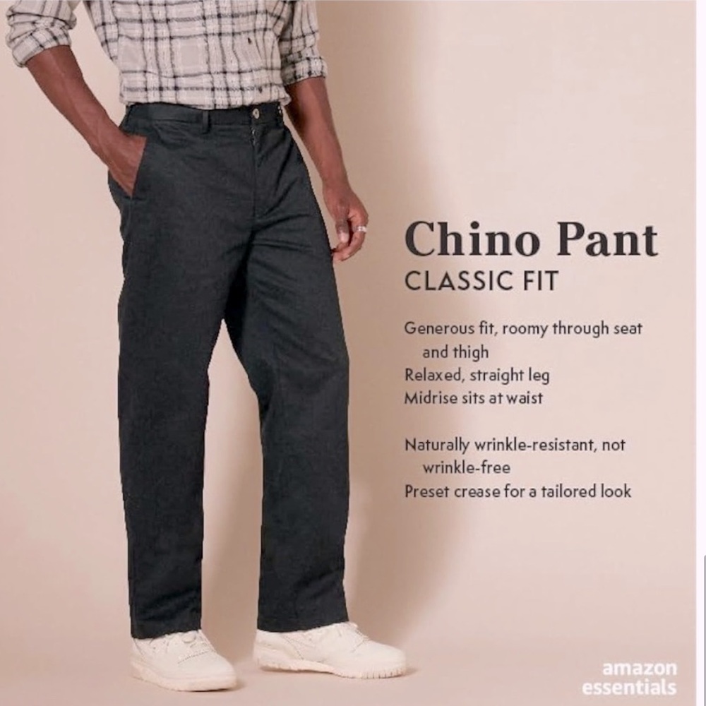 NWOT, CHINO PANT CLASSIC FIT STRAIGHT LEG NATURALLY WRINKLE-RESISTANT